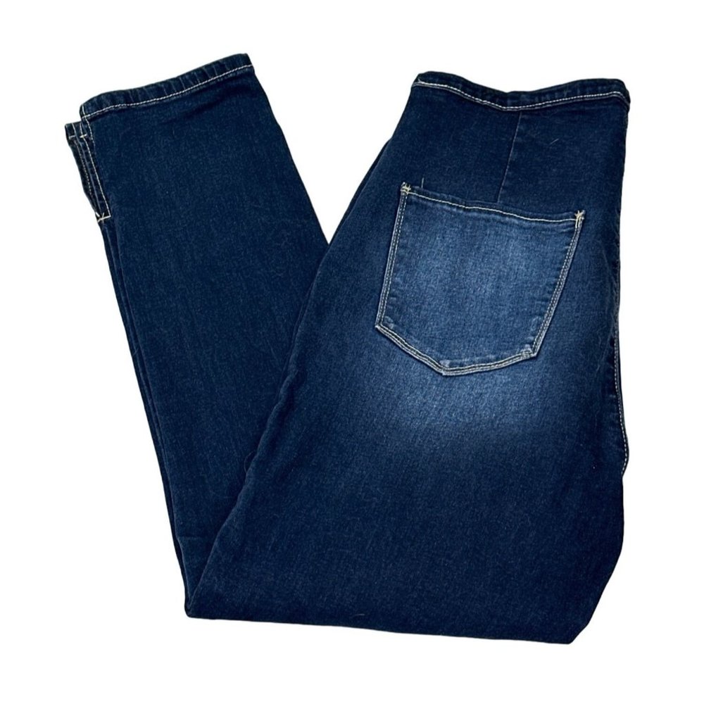 Fashion Nova Jeans Womens 11 Dark Blue Denim Skinny Side Zipper Cropped Capri